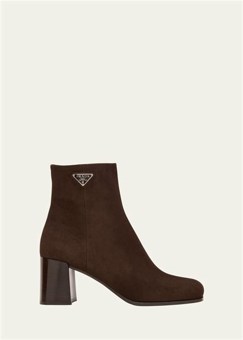 prada suede zip ankle booties|black suede booties chunky heel.